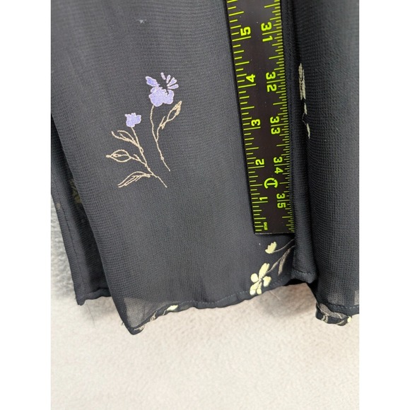 Putumayo Floral Maxi Skirt Black Whimsigoth Pleated Side Buttons Rayon Sz M NWOT - Picture 11 of 14